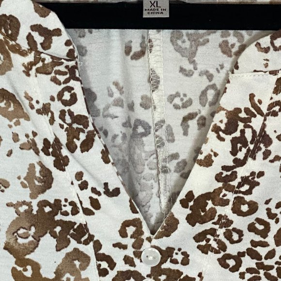 NWT Always Fabulous White and Brown Leopard Print Blouse - Picture 6 of 7